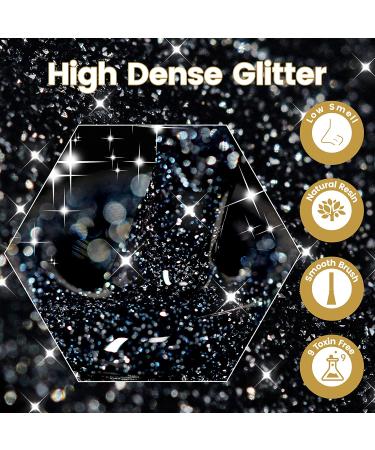 YTD Likomey Reflective Glitter Gel Nail Polish 15ml - Black Flash Diamond Disco DJ Shimmer UV Gel Varnish - Salon Quality Sparkly Soak Off Nail Polish - 0.5 Fl Oz (Pack of 1) - Buy Online on GoSupps.com