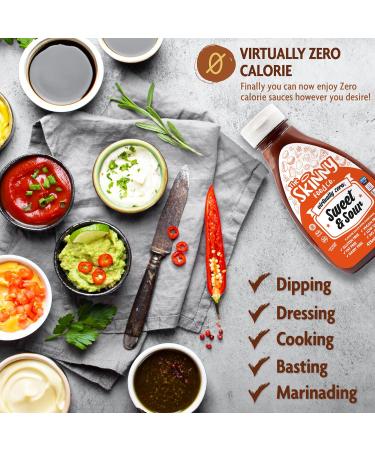Skinny Food Co Sugar Free Sweet & Sour Sauce 425ml - Virtually Zero Calorie Sauce - Vegan & Keto-Friendly - Sugar Free Sweet and Sour Sauce - Gluten Free - Buy Online on GoSupps.com
