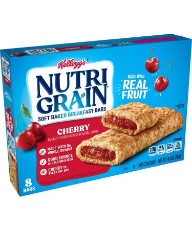 Kellogg's Nutri-Grain, Soft Baked Breakfast Bars, Cherry, Made with Whole Grain, 10.4 oz (8 Count)