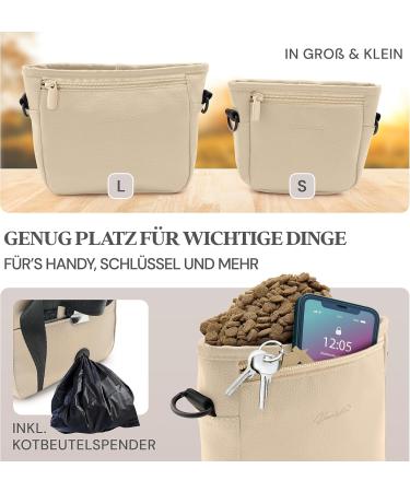 Heimatpfoten Dog Food Bag - Stylish Imitation Leather Walking Bag with Magnetic Closure | S Caramel - Perfect Dog Treat Holder for Travel - Buy Online on GoSupps.com