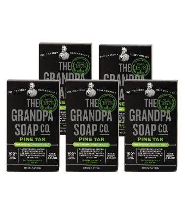 Grandpa's Pine Tar Bar Soap by The Soap Company | The Original Wonder Soap | 3-in-1 Cleanser Deodorizer & Moisturizer | 4.25 Oz. Each 5 Pack Pine 4.25 Ounce (Pack of 5)