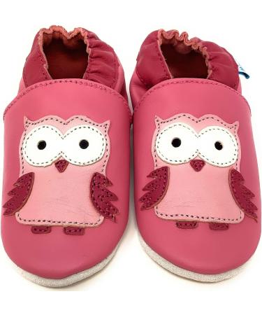 MiniFeet Premium Soft Leather Baby Shoes - Buy 4 Pairs, Get 1 Free! Toddler Shoes 0-6 Months to 4-5 Years - Pink Owl Design - Buy Online on GoSupps.com