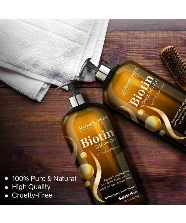 Majestic Pure Biotin Shampoo and Conditioner Set with DHT Blocker - Healthy Hair Growth, Sulfate Free - 16 fl oz each - Buy Online on GoSupps.com