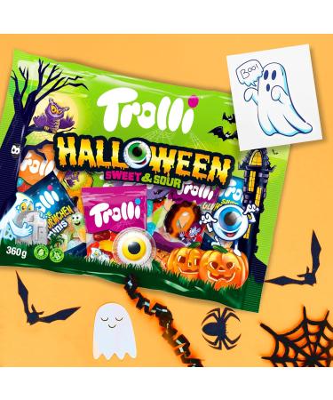 2x Trolli Halloween Sweet & Sour 360g de chaque grand emballage M lange de bonbons avec Glotzer vers acides Dracula & friandises effrayantes - autocollants fant mes inclus Sweet & Sour - 2 Pack (2 x Trolli 360g) - Buy Online on GoSupps.com
