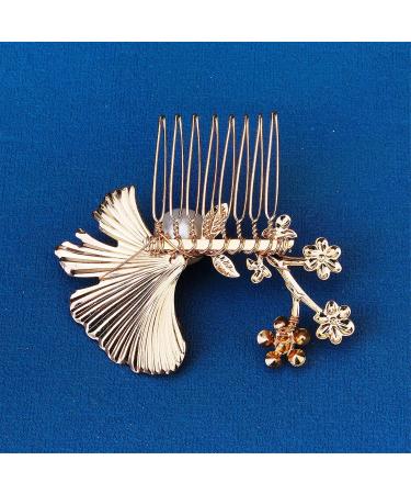 Bridal Hair Comb Vintage Bridal Headdress Alloy Hair Comb Pearl Hair Comb Wedding Hair Accessories 6.3x7.6cm Gold - Buy Online on GoSupps.com