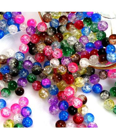 TOAOB 200pcs 8mm Crackle Glass Lampwork Beads - Mixed Color Spacer Beads for Jewelry Making - Buy Online on GoSupps.com