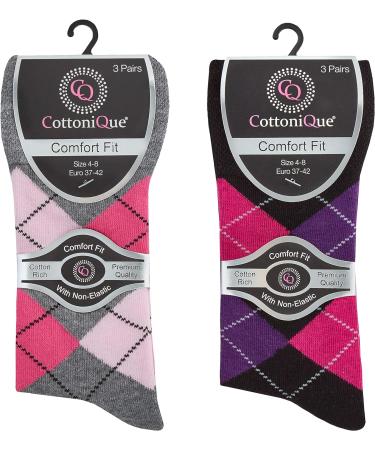 Ladies Non Elastic Loose Top Socks (6 or 12 Pair Multipack) Gentle Grip Diabetic Hosiery Size 4-8 Grey/Black 6 Pairs 4-8 - Buy Online on GoSupps.com