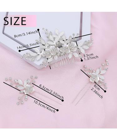 Oriamour Hair Side Combs and Hair Pins Set - Bridal Wedding Headpiece (Silver) - Buy Online on GoSupps.com