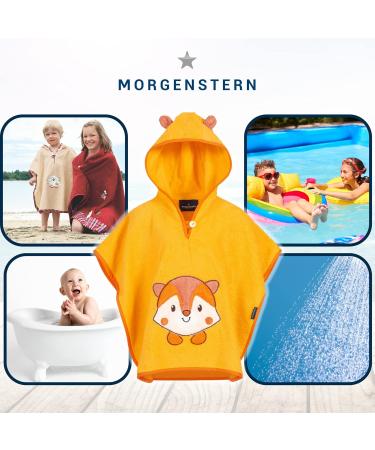 Morning Star Badeponcho 100% Cotton Hooded Towel for Kids | Oeko-Tex Baby Bathrobe - Yellow Fox | 1-3 Years - Buy Online on GoSupps.com