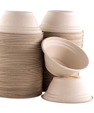 Restaurant-Grade, Biodegradable 8 Oz Bowls Bulk 100 Pk. Great for Ice Cream, Chili or Soup. Disposable, Compostable Wheatstraw Bowls are Allergen-Free, Leakproof and Microwave Safe for Hot or Cold Use
