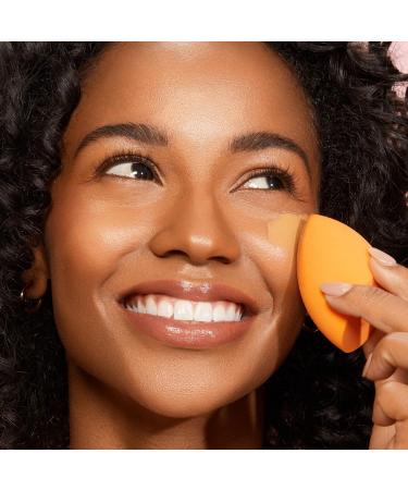 Real Techniques Miracle Complexion Sponge Makeup Blending Sponge For Liquid and Cream Foundation Offers Light To Medium Coverage Natural Dewy Makeup Orange Sponge Latex-Free Foam 1 Count - Buy Online on GoSupps.com