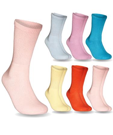 Special Essentials 6 Pairs Women's Non-Binding Diabetic & Circulator Crew Socks - Comfortably Soft  Moisture-Wicking Cotton Medium-Large Assorted