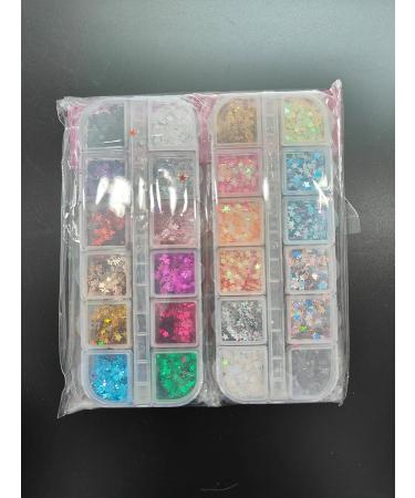 Buy 24 Boxes Holographic Nail Seedlettes | Kalolary Colorful Stars Confetti & Sequin Polish Flakes for DIY Manicure & Body Decor - International Shipping Available! - Buy Online on GoSupps.com