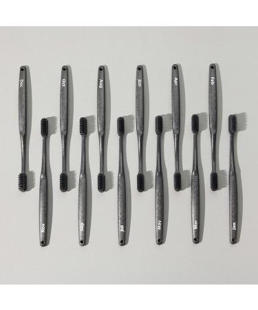 SEVEN DAYS CLUB Charcoal Toothbrushes - Set of 12 Soft Bristles Plant-Based Handles Ultra-Thin Charcoal-Infused for Adults - Eco-Friendly Oral Care - Buy Online on GoSupps.com