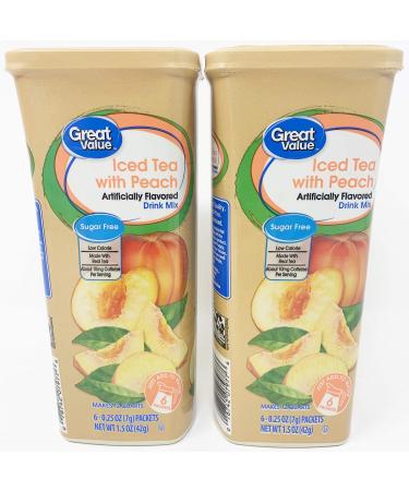 Great Value: Iced Tea with Peach Drink Mix 1.5 Oz- 6 Packets (Pack of 2)