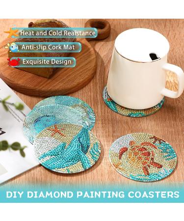 UPINS 8Pcs Diamond Painting Coasters - Ocean Theme DIY Life Coaster Kit for Adults and Kids - Buy Online on GoSupps.com