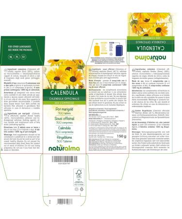 Marigold (Calendula officinalis) flower heads Naturalma - 150 g - 300 tablets - dietary supplement - natural and vegan - Buy Online on GoSupps.com