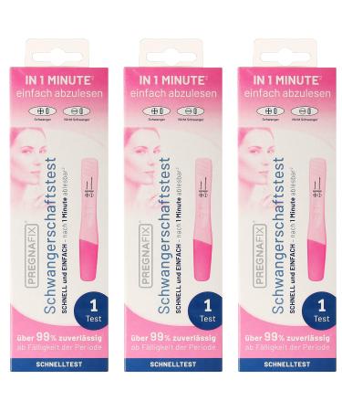 Pregnafix rapid pregnancy test with reliable results in just two minutes pack of 3 (3 x 1 piece)