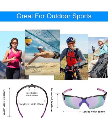 Polarized TR90 Wrap Around Cycling Sunglasses for Men & Women | UV Protection, Shiny Black/Purple Mirror - Buy Online on GoSupps.com