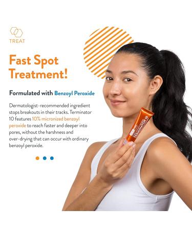 AcneFree Terminator 10 Spot Treatment - Maximum Strength Benzoyl Peroxide Acne Cream (2 Pack 1 oz) - Effective Acne Control - Buy Online on GoSupps.com