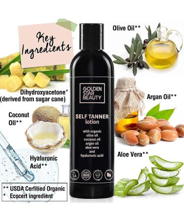 Organic Face Tanner Serum & Self Tanning Lotion Set with Mitt - Best Selling Self Tanners for Natural Sunkissed Glow - Buy Online on GoSupps.com
