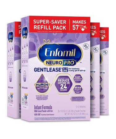 Enfamil NeuroPro Gentlease Infant Formula - Brain Building Nutrition, Clinically Proven to Reduce Fussiness, Gas, Crying in 24 Hours, 35.2 oz, Powder Refill Box (Pack of 4)