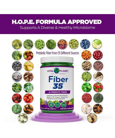 Vital Planet Fiber 35 Powder - Diverse Fiber Supplement with Prebiotic Fibers and Organic Superfoods - 6.77 oz - Buy Online on GoSupps.com