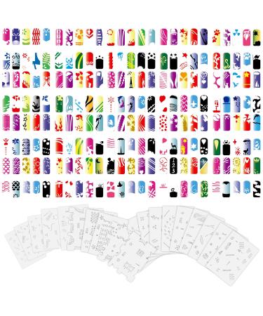 Custom Body Art Airbrush Nail Stencils - Design Series Set # 12 Includes 20 Individual Nail Templates with 18 Designs Each for a Total of 360 Designs of Series #12