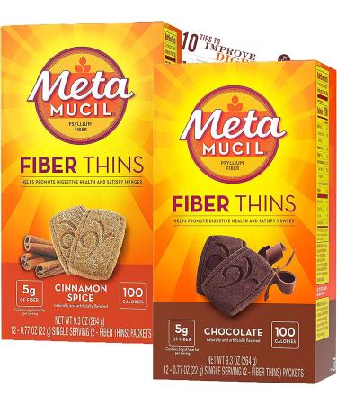 Metamucil FiberThins 24CT Variety Pack - Cinnamon Spice & Chocolate | Psyllium Fiber Bars for Digestive Health Support - Buy Online on GoSupps.com