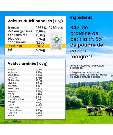  BIOFAIR NUTRITION Whey Protein Cocoa Organic - Healthy 100% Natural and From Our French Pastures - Chocolate Flavour - 500 g - Buy Online on GoSupps.com