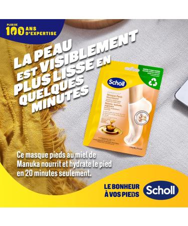 Scholl Nourishing Foot Masks - Pack of 4 pairs - Softer feet in just one application - Formulated with manuka oil urea and shea butter for intense hydration - Buy Online on GoSupps.com