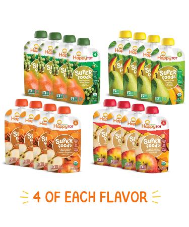 Happy Tot Organics Super Foods Stage 4 Variety Pack - 16 Pouches (4.22 oz each) - Organic Baby Food - Buy Online on GoSupps.com