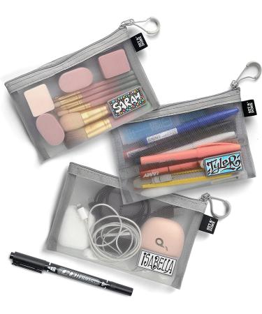 3pcs Gray Mesh Zipper Pouch Set - Ideal for Makeup Brushes, Accessories, Toiletries - Office & Travel Organizer - Buy Online on GoSupps.com