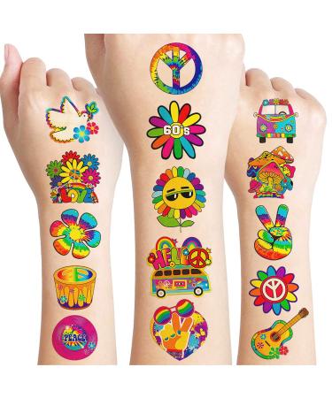 8 Sheets (96PCS) 60s Temporary Tattoos Theme Tie Dye Hippie Birthday Party Decorations Favors Supplies Stickers For Adults Kids Gifts Classroom School Prizes Rewards - Buy Online on GoSupps.com