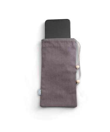 Halsa EMF Protection Phone Sleeve Radiation Blocking Carrying Case Pouch. 100 Silver Fiber Fabric Lined. Drawstring Closure. High Shielding. Lightweight & Portable. Fits in Pocket Purse Grey
