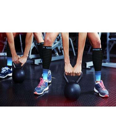 Calf Compression Sleeve for Men and Women - Support for Shin Splints, Achilles Tendon, Leg Cramps - 1 Pair BLK-BLU L/XL - Buy Online on GoSupps.com