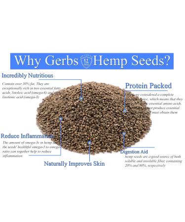 GERBS Roasted Unsalted Whole Hemp Seeds 4 LBS - THC-Free Keto & Paleo Superfood | High Magnesium Protein Fiber | Gluten Peanut Tree Nut Free - Resealable Bulk Bag - Buy Online on GoSupps.com
