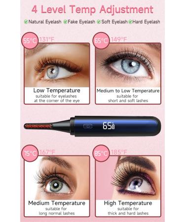 Heated Eyelash Curler - Electric Heated Lash Curler with 4 Temps & LED Display for 24h Long-Lasting Natural Curls - Quick 10s Heat Up - Buy Online on GoSupps.com