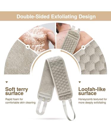 Suntee 2 Pack Exfoliating Back Scrubber Set for Shower - Loofah Back Washer for Men and Women (32.5*3.5 inch) - Buy Online on GoSupps.com