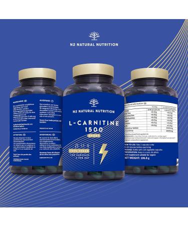 L Carnitine 1500mg Fat Burner Pills - Energy & Weight Loss Supplement | 120 Vegan Capsules - UK Certified - N2 Natural Nutrition - Buy Online on GoSupps.com