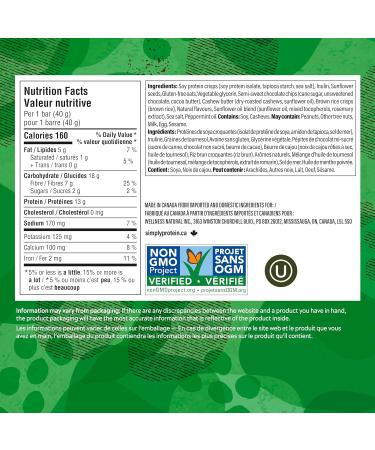 Simply Protein - Mint Chocolate Crispy Bars - Plant Based Protein Bars - Low Carb Low Sugar High Fibre - 13g Protein 2g Sugar 7g Fibre - Vegan Gluten Free Non GMO Kosher - 12 Bars Mint Chocolate Chip 12 Count (Pack of 1) - Buy Online on GoSupps.com