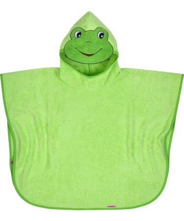 W rner children's poncho frog with hood terry cloth hooded bath towel 80x80cm green