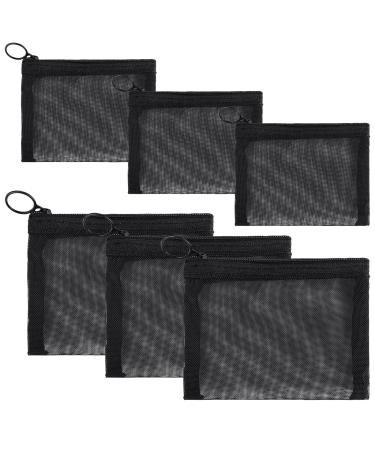 Sibba Mini culture bag with zip network Organizer pocket 6 pieces nylon waterproof small wallet cosmetics Storage pockets travel orhanizer accessories set make-up bag 6pcs (12*9.5cm+21*15cm) black