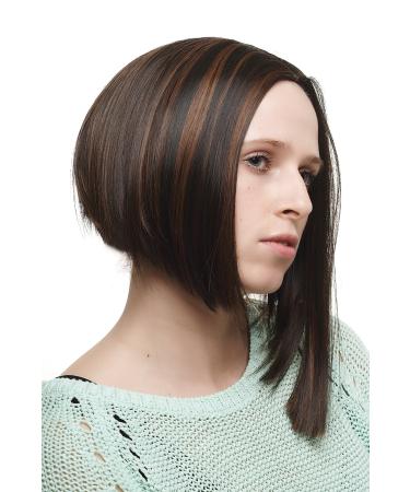 WIG ME UP - SA035-2H30 Parted ladies wig black red-brown streaked straight medium length