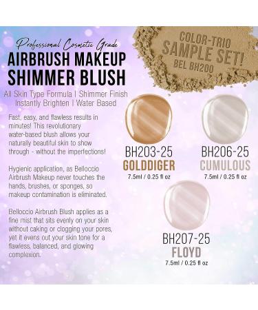 Belloccio Professional Flawless Airbrush Makeup Shimmer Trio Set - 1/4 oz. Bottles (NEW FORMULA) - Buy Online on GoSupps.com