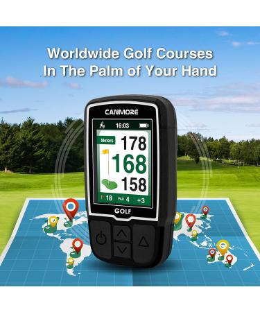 Canmore HG200 Pro Handheld GPS Golf Device - 40 000+ Free Preloaded Worldwide Courses Upgraded IC Chip & USB Charging - Black - Buy Online on GoSupps.com
