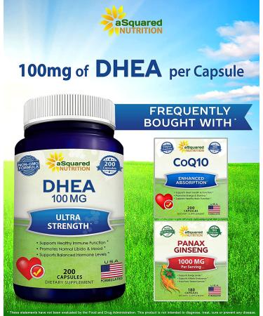 DHEA 100mg Max Strength 200 Capsules - Hormone Balance for Women & Men - Natural Supplement for Metabolism, Libido, Brain, Immune Function & Energy - Buy Online on GoSupps.com