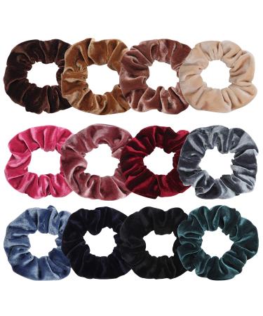 Kurtzy Haargummis Scrunchies Samt (12 pc) - soft velvet hair rubber for women hair band Skrunchy Scrunchie for smooth wavy curly curly long thick and thin hair - colorful hair rubber - Buy Online on GoSupps.com