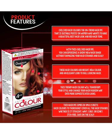2pk Red Chilli Hair Dye | Easy to Use Fade Resistant Hair Colour | Includes 2 Colour Creme Gel 2 Developer Milk 2 Plastic Gloves and Detailed Instruction Manuals - Buy Online on GoSupps.com