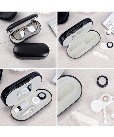 Muf 2 in 1 Double Sided Portable Contact Lens and Glasses Case with Mirror, Tweezer and Solution Bottle - Black - Buy Online on GoSupps.com